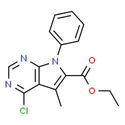ChemSpider 2D Image | ETHYL 4-CHLORO-5-METHYL-7-PHENYL-7H-PYRROLO[2,3-D]PYRIMIDINE-6-CARBOXYLATE | C16H14ClN3O2