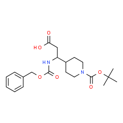 ChemSpider 2D Image | 3-{[(Benzyloxy)carbonyl]amino}-3-(1-{[(2-methyl-2-propanyl)oxy]carbonyl}-4-piperidinyl)propanoic acid | C21H30N2O6