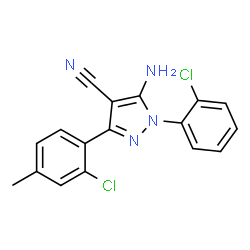ChemSpider 2D Image | 5-Amino-3-(2-chloro-4-methylphenyl)-1-(2-chlorophenyl)-1H-pyrazole-4-carbonitrile | C17H12Cl2N4