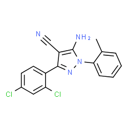 ChemSpider 2D Image | 5-Amino-3-(2,4-dichlorophenyl)-1-(2-methylphenyl)-1H-pyrazole-4-carbonitrile | C17H12Cl2N4