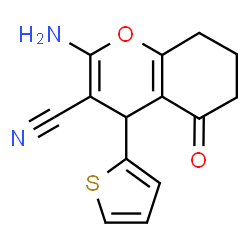 ChemSpider 2D Image | 2-Amino-5-oxo-4-(2-thienyl)-5,6,7,8-tetrahydro-4H-chromene-3-carbonitrile | C14H12N2O2S