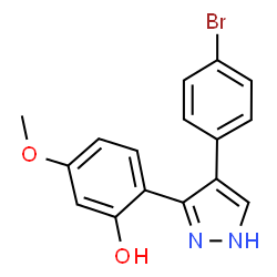 ChemSpider 2D Image | 2-[4-(4-Bromophenyl)-1H-pyrazol-3-yl]-5-methoxyphenol | C16H13BrN2O2