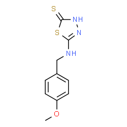 ChemSpider 2D Image | 5-[(4-methoxybenzyl)amino]-1,3,4-thiadiazole-2-thiol | C10H11N3OS2
