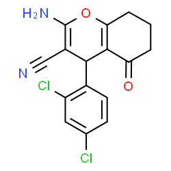ChemSpider 2D Image | 2-Amino-4-(2,4-dichlorophenyl)-5-oxo-5,6,7,8-tetrahydro-4H-chromene-3-carbonitrile | C16H12Cl2N2O2