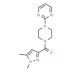 ChemSpider 2D Image | (1,5-dimethyl-1H-pyrazol-3-yl)[4-(2-pyrimidinyl)piperazino]methanone | C14H18N6O