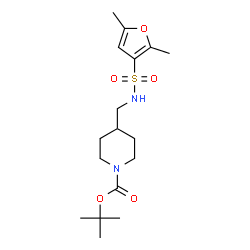 ChemSpider 2D Image | 2-Methyl-2-propanyl 4-({[(2,5-dimethyl-3-furyl)sulfonyl]amino}methyl)-1-piperidinecarboxylate | C17H28N2O5S