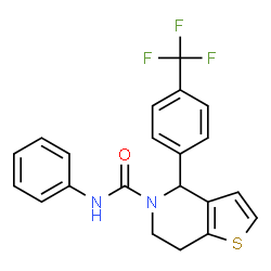 ChemSpider 2D Image | N-Phenyl-4-[4-(trifluoromethyl)phenyl]-6,7-dihydrothieno[3,2-c]pyridine-5(4H)-carboxamide | C21H17F3N2OS