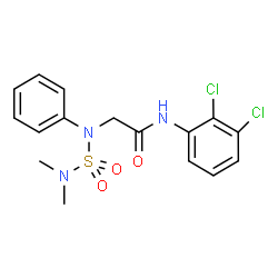 ChemSpider 2D Image | N-(2,3-Dichlorophenyl)-N~2~-(dimethylsulfamoyl)-N~2~-phenylglycinamide | C16H17Cl2N3O3S