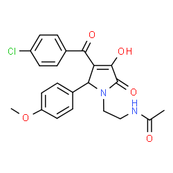 ChemSpider 2D Image | N-{2-[3-(4-Chlorobenzoyl)-4-hydroxy-2-(4-methoxyphenyl)-5-oxo-2,5-dihydro-1H-pyrrol-1-yl]ethyl}acetamide | C22H21ClN2O5