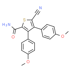 ChemSpider 2D Image | 5-cyano-3,4-di(4-methoxyphenyl)thiophene-2-carboxamide | C20H16N2O3S