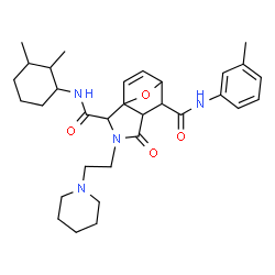 ChemSpider 2D Image | N~2~-(2,3-Dimethylcyclohexyl)-N~6~-(3-methylphenyl)-4-oxo-3-[2-(1-piperidinyl)ethyl]-10-oxa-3-azatricyclo[5.2.1.0~1,5~]dec-8-ene-2,6-dicarboxamide | C32H44N4O4