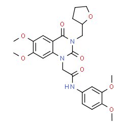 ChemSpider 2D Image | 2-[6,7-Dimethoxy-2,4-dioxo-3-(tetrahydro-2-furanylmethyl)-3,4-dihydro-1(2H)-quinazolinyl]-N-(3,4-dimethoxyphenyl)acetamide | C25H29N3O8
