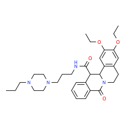 ChemSpider 2D Image | 2,3-Diethoxy-8-oxo-N-[3-(4-propyl-1-piperazinyl)propyl]-5,8,13,13a-tetrahydro-6H-isoquinolino[3,2-a]isoquinoline-13-carboxamide | C32H44N4O4