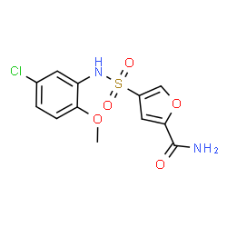 ChemSpider 2D Image | 4-[(5-Chloro-2-methoxyphenyl)sulfamoyl]-2-furamide | C12H11ClN2O5S