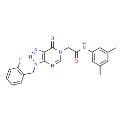 ChemSpider 2D Image | N-(3,5-Dimethylphenyl)-2-[3-(2-fluorobenzyl)-7-oxo-3,7-dihydro-6H-[1,2,3]triazolo[4,5-d]pyrimidin-6-yl]acetamide | C21H19FN6O2