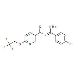 ChemSpider 2D Image | N3-[(4-chlorophenyl)(imino)methyl]-6-(2,2,2-trifluoroethoxy)nicotinamide | C15H11ClF3N3O2