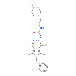 ChemSpider 2D Image | 2-[6-(2-Chlorobenzyl)-5,7-dimethyl-1-oxo-1,6-dihydro-2H-pyrrolo[3,4-d]pyridazin-2-yl]-N-[2-(4-methyl-1-piperazinyl)ethyl]acetamide | C24H31ClN6O2