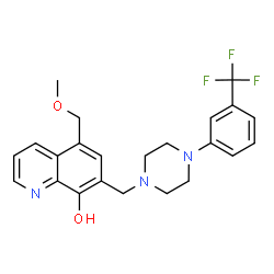 ChemSpider 2D Image | 5-(Methoxymethyl)-7-({4-[3-(trifluoromethyl)phenyl]-1-piperazinyl}methyl)-8-quinolinol | C23H24F3N3O2