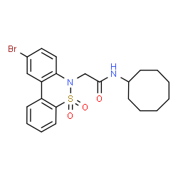 ChemSpider 2D Image | 2-(9-Bromo-5,5-dioxido-6H-dibenzo[c,e][1,2]thiazin-6-yl)-N-cyclooctylacetamide | C22H25BrN2O3S