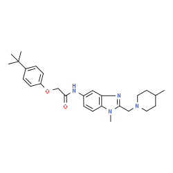 ChemSpider 2D Image | N-{1-Methyl-2-[(4-methyl-1-piperidinyl)methyl]-1H-benzimidazol-5-yl}-2-[4-(2-methyl-2-propanyl)phenoxy]acetamide | C27H36N4O2