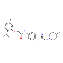 ChemSpider 2D Image | 2-(2-Isopropyl-5-methylphenoxy)-N-{1-methyl-2-[(4-methyl-1-piperidinyl)methyl]-1H-benzimidazol-5-yl}acetamide | C27H36N4O2