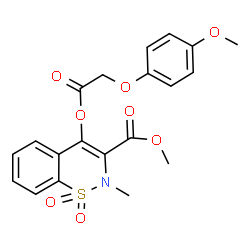 ChemSpider 2D Image | Methyl 4-[2-(4-methoxyphenoxy)acetoxy]-2-methyl-2H-1,2-benzothiazine-3-carboxylate 1,1-dioxide | C20H19NO8S