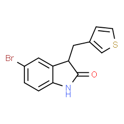 ChemSpider 2D Image | 5-Bromo-3-(3-thienylmethyl)-1,3-dihydro-2H-indol-2-one | C13H10BrNOS