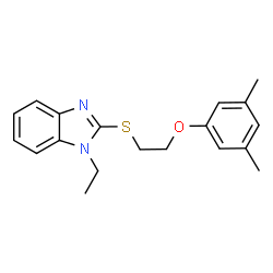 ChemSpider 2D Image | 2-{[2-(3,5-Dimethylphenoxy)ethyl]sulfanyl}-1-ethyl-1H-benzimidazole | C19H22N2OS