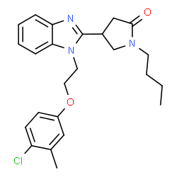 ChemSpider 2D Image | 1-Butyl-4-{1-[2-(4-chloro-3-methylphenoxy)ethyl]-1H-benzimidazol-2-yl}-2-pyrrolidinone | C24H28ClN3O2