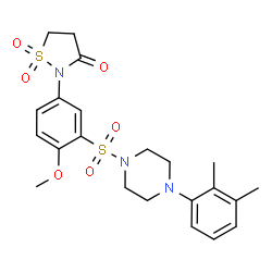 ChemSpider 2D Image | 2-(3-{[4-(2,3-Dimethylphenyl)-1-piperazinyl]sulfonyl}-4-methoxyphenyl)-1,2-thiazolidin-3-one 1,1-dioxide | C22H27N3O6S2