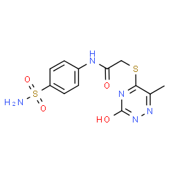 ChemSpider 2D Image | 2-[(6-Methyl-3-oxo-2,3-dihydro-1,2,4-triazin-5-yl)sulfanyl]-N-(4-sulfamoylphenyl)acetamide | C12H13N5O4S2