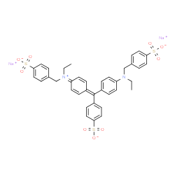 ChemSpider 2D Image | Disodium 4-[(ethyl{(1Z,4Z)-4-[{4-[ethyl(4-sulfonatobenzyl)amino]phenyl}(4-sulfonatophenyl)methylene]-2,5-cyclohexadien-1-ylidene}ammonio)methyl]benzenesulfonate | C37H34N2Na2O9S3