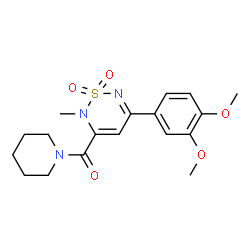 ChemSpider 2D Image | [5-(3,4-Dimethoxyphenyl)-2-methyl-1,1-dioxido-2H-1,2,6-thiadiazin-3-yl](1-piperidinyl)methanone | C18H23N3O5S