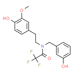 ChemSpider 2D Image | 2,2,2-Trifluoro-N-(3-hydroxybenzyl)-N-[2-(4-hydroxy-3-methoxyphenyl)ethyl]acetamide | C18H18F3NO4