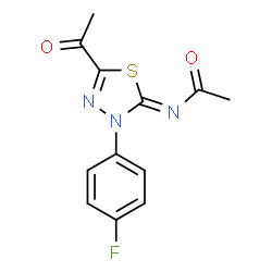 ChemSpider 2D Image | N-[(2Z)-5-Acetyl-3-(4-fluorophenyl)-1,3,4-thiadiazol-2(3H)-ylidene]acetamide | C12H10FN3O2S
