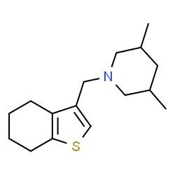 ChemSpider 2D Image | 3,5-Dimethyl-1-(4,5,6,7-tetrahydro-1-benzothiophen-3-ylmethyl)piperidine | C16H25NS