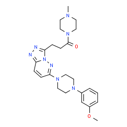 ChemSpider 2D Image | 3-{6-[4-(3-Methoxyphenyl)-1-piperazinyl][1,2,4]triazolo[4,3-b]pyridazin-3-yl}-1-(4-methyl-1-piperazinyl)-1-propanone | C24H32N8O2