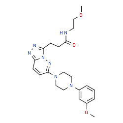 ChemSpider 2D Image | N-(2-Methoxyethyl)-3-{6-[4-(3-methoxyphenyl)-1-piperazinyl][1,2,4]triazolo[4,3-b]pyridazin-3-yl}propanamide | C22H29N7O3