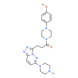 ChemSpider 2D Image | 1-[4-(4-Methoxyphenyl)-1-piperazinyl]-3-[6-(4-methyl-1-piperazinyl)[1,2,4]triazolo[4,3-b]pyridazin-3-yl]-1-propanone | C24H32N8O2