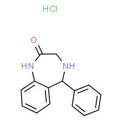 ChemSpider 2D Image | 5-Phenyl-1,3,4,5-tetrahydro-2H-1,4-benzodiazepin-2-one hydrochloride (1:1) | C15H15ClN2O