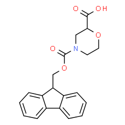 ChemSpider 2D Image | 4-[(9H-Fluoren-9-ylmethoxy)carbonyl]-2-morpholinecarboxylic acid | C20H19NO5