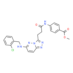 ChemSpider 2D Image | Methyl 4-[(3-{6-[(2-chlorobenzyl)amino][1,2,4]triazolo[4,3-b]pyridazin-3-yl}propanoyl)amino]benzoate | C23H21ClN6O3