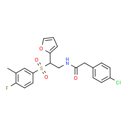 ChemSpider 2D Image | 2-(4-Chlorophenyl)-N-{2-[(4-fluoro-3-methylphenyl)sulfonyl]-2-(2-furyl)ethyl}acetamide | C21H19ClFNO4S