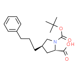 ChemSpider 2D Image | (4R)-1-{[(2-Methyl-2-propanyl)oxy]carbonyl}-4-(3-phenylpropyl)-L-proline | C19H27NO4