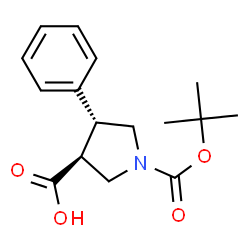 ChemSpider 2D Image | trans-1-Boc-4-phenyl-3-pyrrolidinecarboxylic acid | C16H21NO4