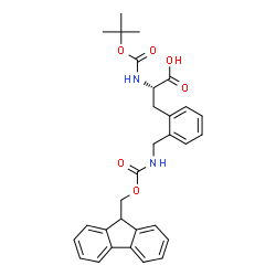 ChemSpider 2D Image | 2-({[(9H-Fluoren-9-ylmethoxy)carbonyl]amino}methyl)-N-{[(2-methyl-2-propanyl)oxy]carbonyl}-L-phenylalanine | C30H32N2O6