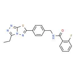 ChemSpider 2D Image | N-[4-(3-Ethyl[1,2,4]triazolo[3,4-b][1,3,4]thiadiazol-6-yl)benzyl]-2-fluorobenzamide | C19H16FN5OS