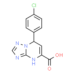 ChemSpider 2D Image | 7-(4-Chlorophenyl)-1,7-dihydro[1,2,4]triazolo[1,5-a]pyrimidine-5-carboxylic acid | C12H9ClN4O2