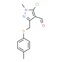 ChemSpider 2D Image | 5-Chloro-1-methyl-3-[[(4-methylphenyl)thio]methyl]-1H-pyrazole-4-carboxaldehyde | C13H13ClN2OS