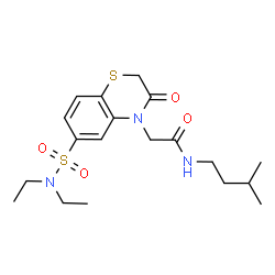 ChemSpider 2D Image | 2-[6-(Diethylsulfamoyl)-3-oxo-2,3-dihydro-4H-1,4-benzothiazin-4-yl]-N-(3-methylbutyl)acetamide | C19H29N3O4S2